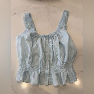 American Eagle Outfitters Light Blue Striped Blouse